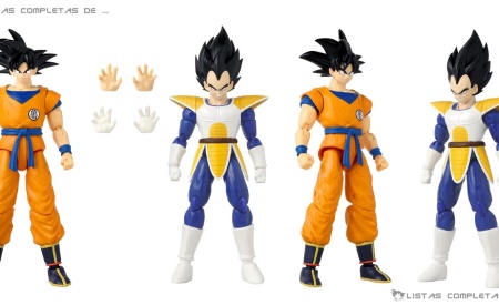 Figuras Dragon Stars Series de Goku & Vegeta Battle Pack Posando y accesorios