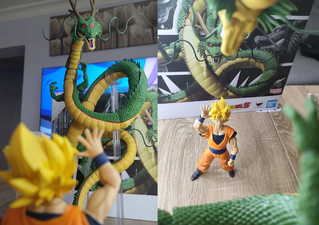 SHF de Goku SSJ Full Power Saludando al SHF de Shenron