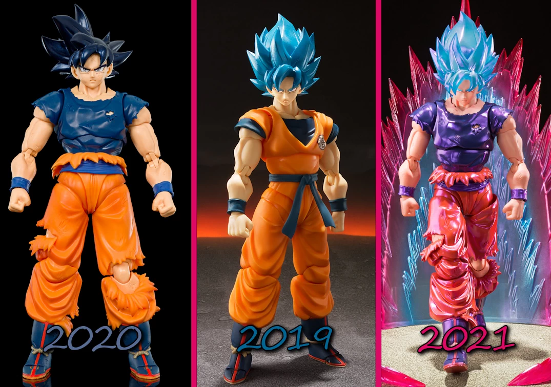 Comparando los SHF de SSJ Blue Goku Kaio-Ken 'Event Exclusive' 2021 con otras versiones de Goku