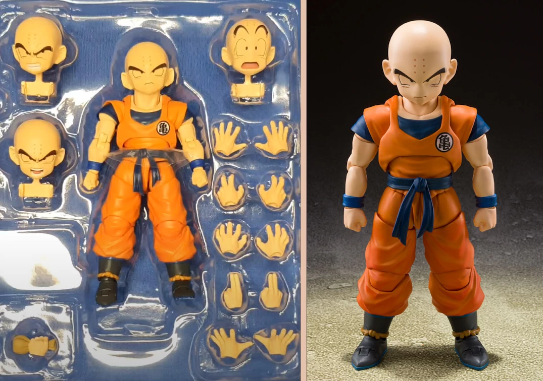 Imagen Promocional e interior de la Caja del SHF de Krillin 'Earth's Strongest Man'
