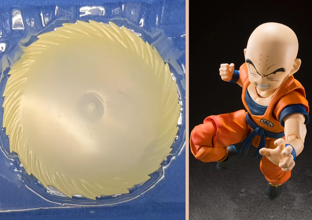 Imagen Promocional e interior de la Caja del SHF de Krillin 'Earth's Strongest Man'