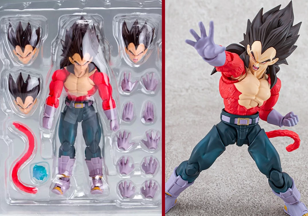 Accesorios y foto posando del SHF de Super Saiyan 4 Vegeta 2022