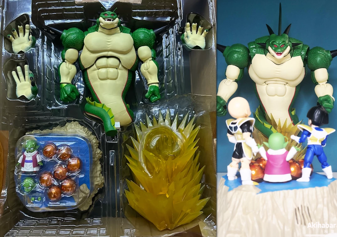 Accesorios y foto posando del SHF de Porunga & Dende 2022 Junto a Krillin y Gohan 'Battle Clothes'