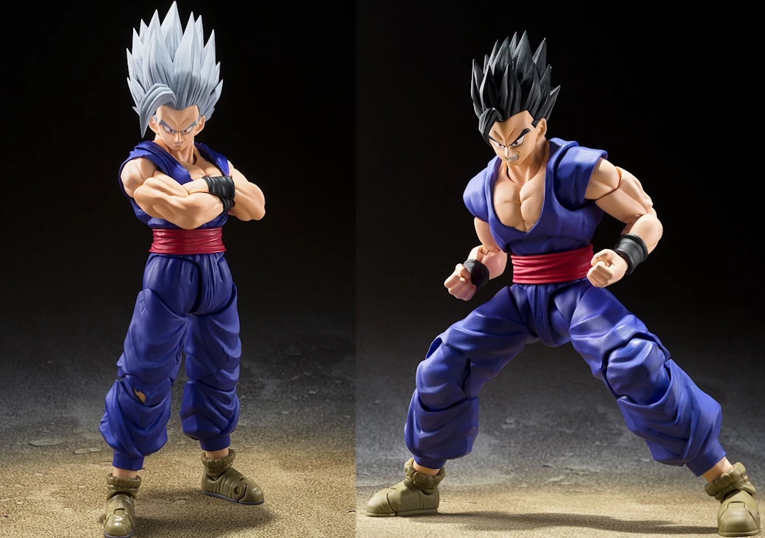 Fotos promocionales del SHF de Son Gohan Beast 2023 y Ultimate Gohan Super Hero con el rostro incluido en esta figura