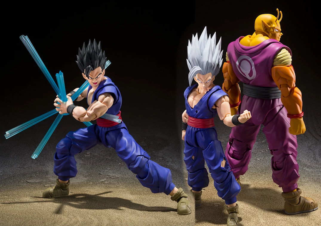 Fotos promocionales del SHF de Orange Piccolo y Gohan Beast 2023, y Ultimate Gohan con los accesorios de esta figura