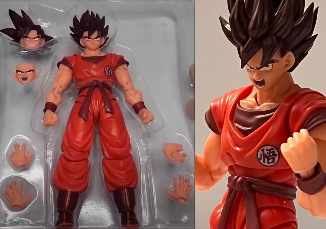Accesorios y foto posando del SHF de Goku Kaio-Ken '180000 Power level' 2023