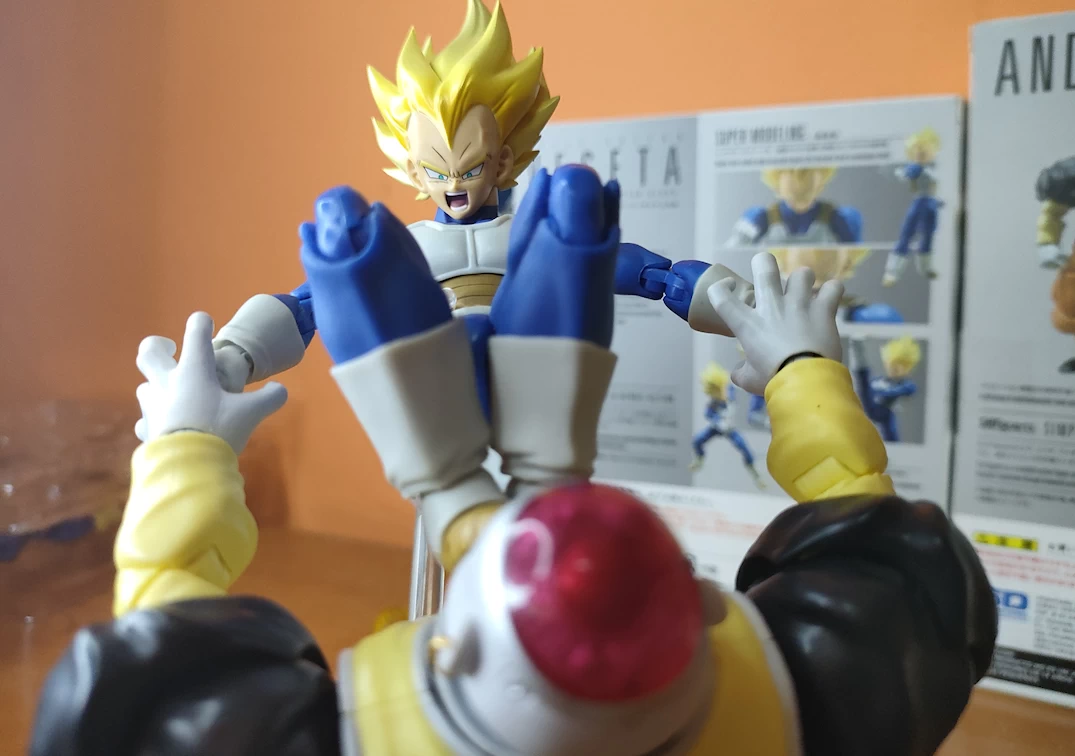Foto posando del SHF de Android 19 2023 VS Vegeta SSJ del 2023