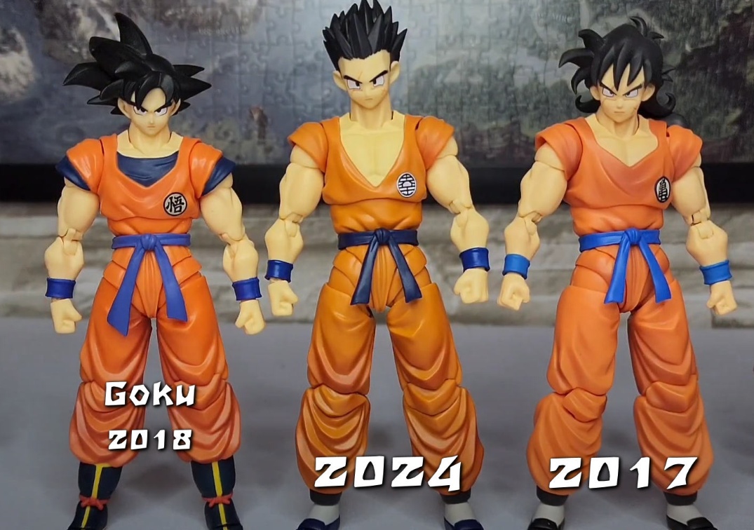 Comparando los SHF de  del SHF de Yamcha 2024 con el Yamcha de 2017 y el Goku de 2018