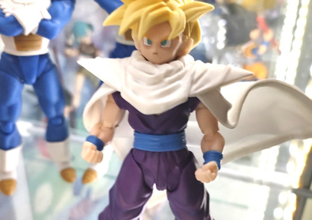 Foto posando del SHF de SSJ Gohan 'The fighter who surpassed Goku' 2024 junto a otros guerreros Z en los Cell Games