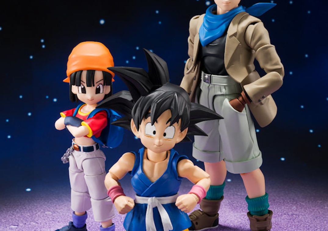 Foto promocional del SHF de Goku, Trunks, Pan y Giru de DBGT