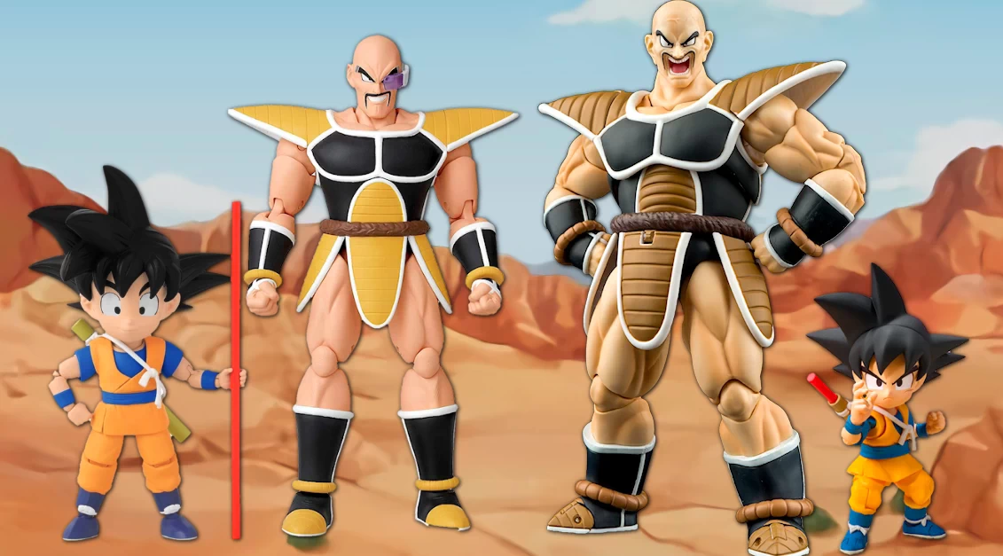 Nappa y Goku 'mini' de Dragon Stars y SH Figuarts a escala.