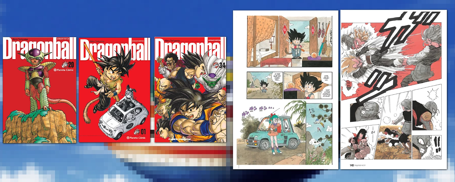Examples of the new covers and colored pages from the Ultimate Edition of DB.